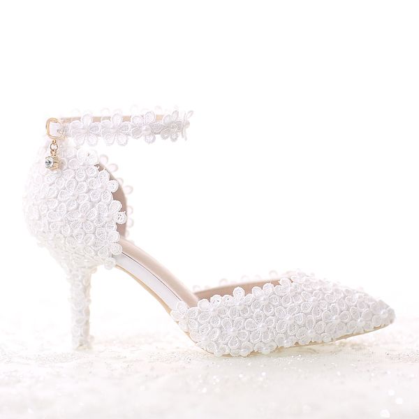

2018 new arrival pearls white wedding shoes 7cm high heel bridal shoes custom made party women shoes for wedding, Black