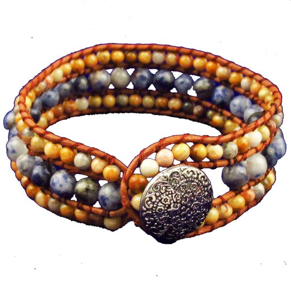 

high end new three layer bracelet crazy agate and sodalite leather wrap bracelets cuff bracelet jewelry dropshipping gifts, Black