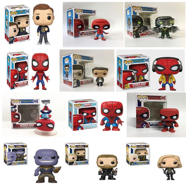 

funko pop action figures marvel the avengers 3: infinity war super hero spider-man pvc action figures model for children gift