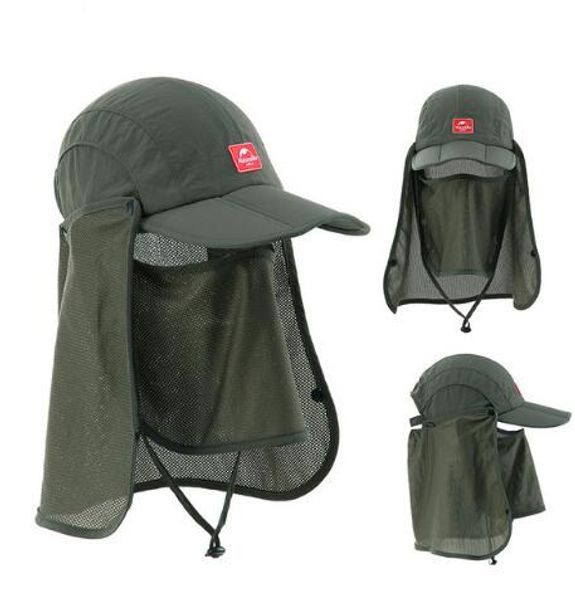 

outdoor men women anti-uv sun hat with face mask camping hiking fishing cap with sun mask, Black;white