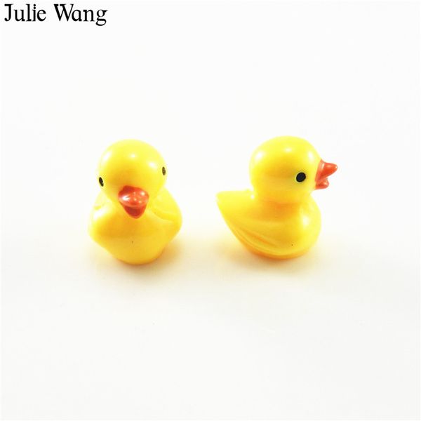 

julie wang 10pcs cartoon resin yellow cute duck charms hanging diy pendants decoration findings handmade jewelry accessories, Bronze;silver
