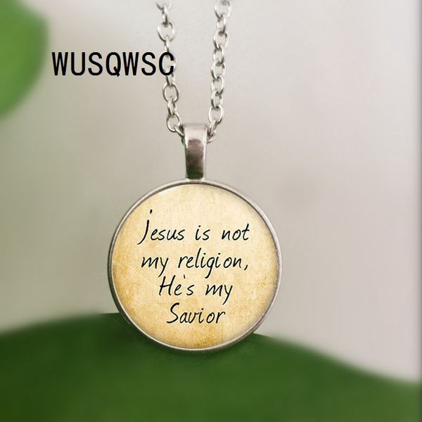 

wusqwsc jesus necklace, jesus is not my religion, he is my savior necklace print p christian necklace, Silver