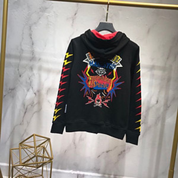 

brand 2018 hoodie printed phillip plain zipper solid color hoodies men fashion tracksuit male sweatshirt hoody mens purpose tour, Black