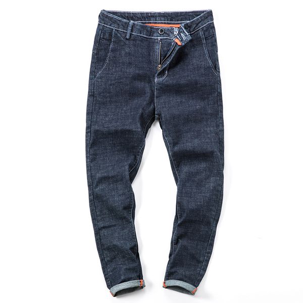 

jeans-men 2018 fashion fall sweatpants male jeans joggers jogger pants slim feet trousers warm jeans men straight pantalon homme, Blue