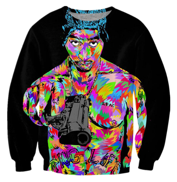 

новейшие моды для женщин / мужчин 2pac тупак ездить или умереть harauku стиль смешные 3d печатных crewneck кофты толстовки k192, Black