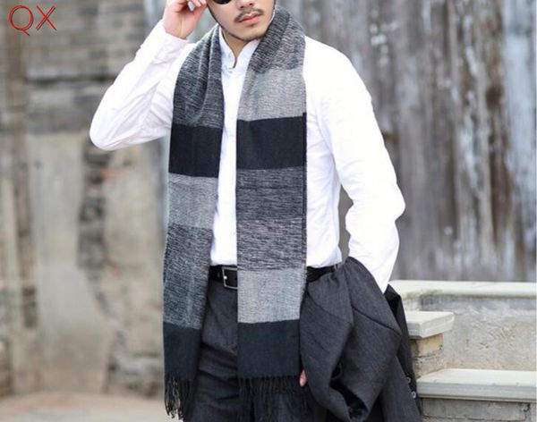 

sc3 2018 designer cashmere warm winter designer fashion print patchwork long scarf male,elemen striped weaved shawl 180*65, Blue;gray