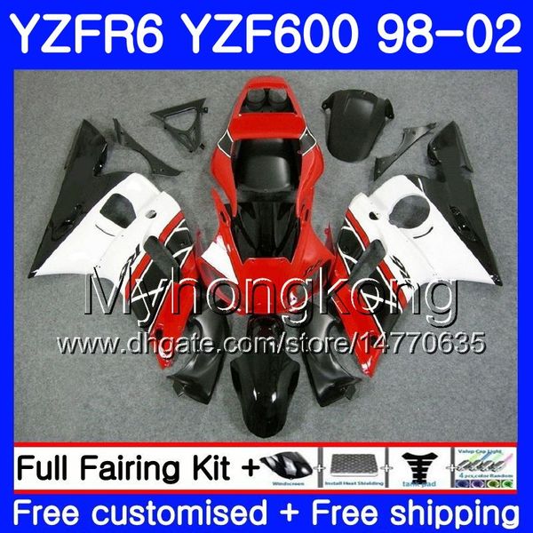 Karosserie für Yamaha YZF600 YZF R6 1998 1999 2000 2001 2002 230HM.37 YZF-R6 98 YZF 600 schwarzer weißer Rahmen YZF-R600 YZFR6 98 99 00 01 02 Verkleidungen