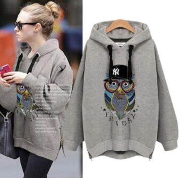 

women spring autumn sweatshirt new eagle printed hooded grey hoodies fashion, Black