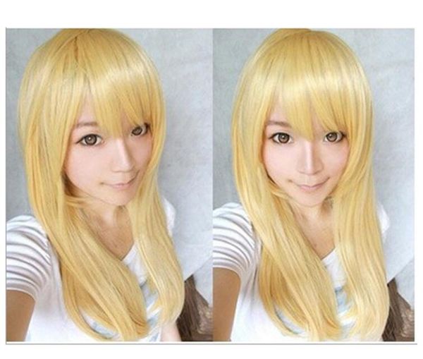 

wonderland long 60cm blonde straight synthetic cosplay wig, Black;brown