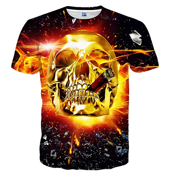 

wholesale-fashion mens/womens summer style the skull funny 3d print casual t-shirt xb044, White;black