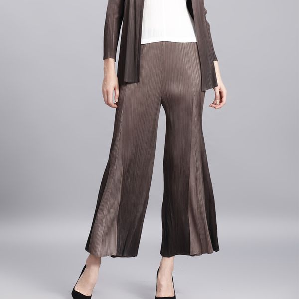 

changpleat 2018 autumn new women pants miyak pleated design large size elastic waist gradient female trousers fashion tide p6785, Black;white