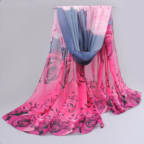 

new 2017 scarf han flowers roses and scarves quality goods printed chiffon polyester scarves sell beach silk scarf