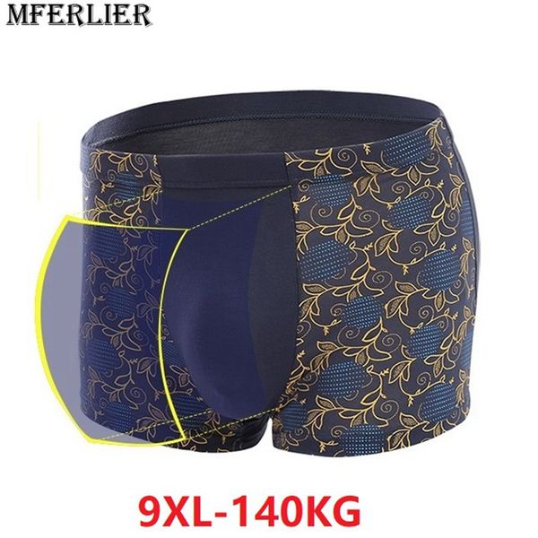 

summer men plus size big boxer 9xl underwear cotton modal geometry elasticity large size 7xl 8xl breathable boxershorts print 52, Black;white