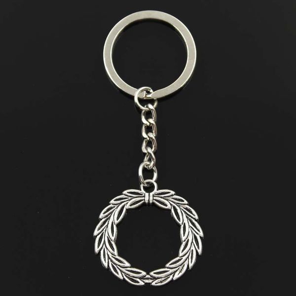 

fashion olive branch laurel wreath 34mm pendant 30mm key ring metal chain silver men car gift souvenirs keychain dropshipping