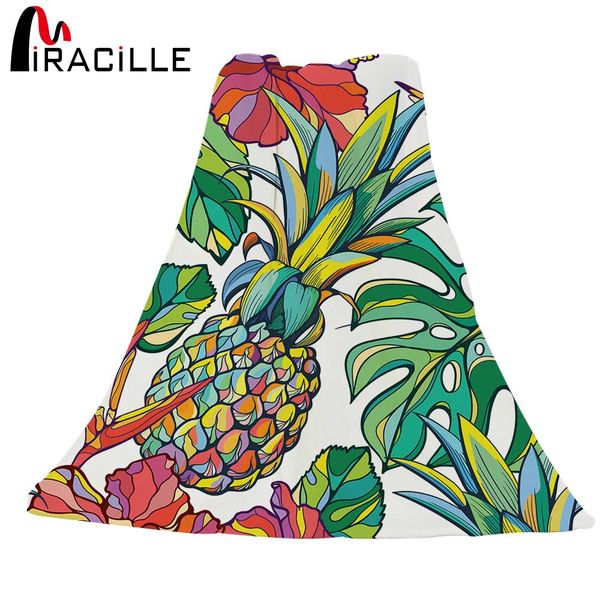 

miracille rectangle soft warm coral fleece plush throw blanket rug fruit pineapple pattern 1 piece for sofa bed textiles