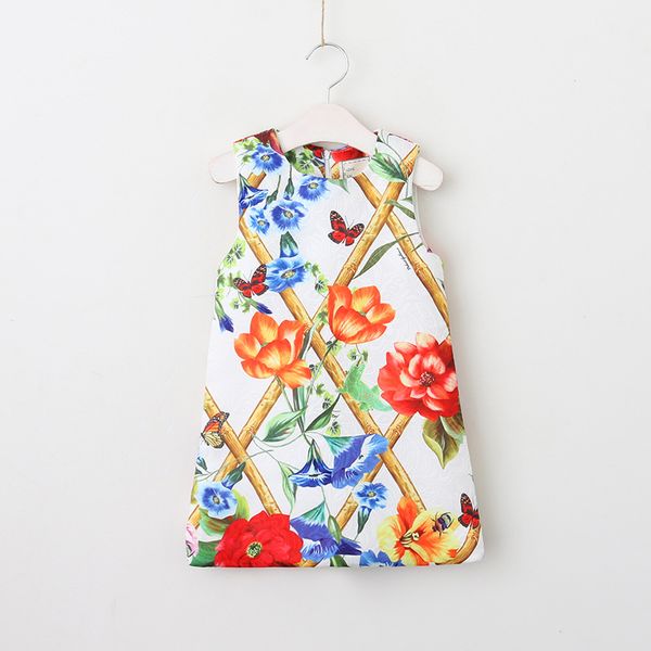 

Everweekend Cute Kids Girls Poker Rose Flowers Vintage платье Western Fashion Sweet Heart ситцевом платье Дети Платья