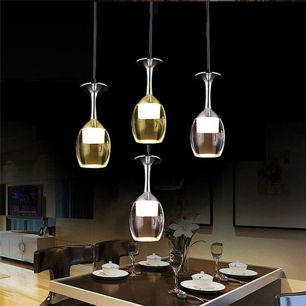 5w Led Pendant Lamp Ac85 265v Wine Cup Shape Glass Stainless Steel