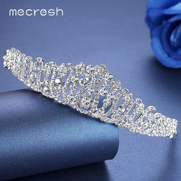 

mecresh luxurious crystal bridal tiara crown silver color leaf wedding hair accessories party prom jewelry christmas gift hg011, Slivery;golden