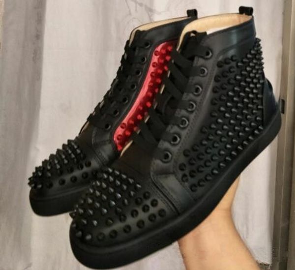 

[Оригинальная коробка] 2017 новый оптовый когда-либо популярный! Льюис замша high-cut red bottom sneaker leahter роскошные модные туфли высокий топ повседневная мужчины