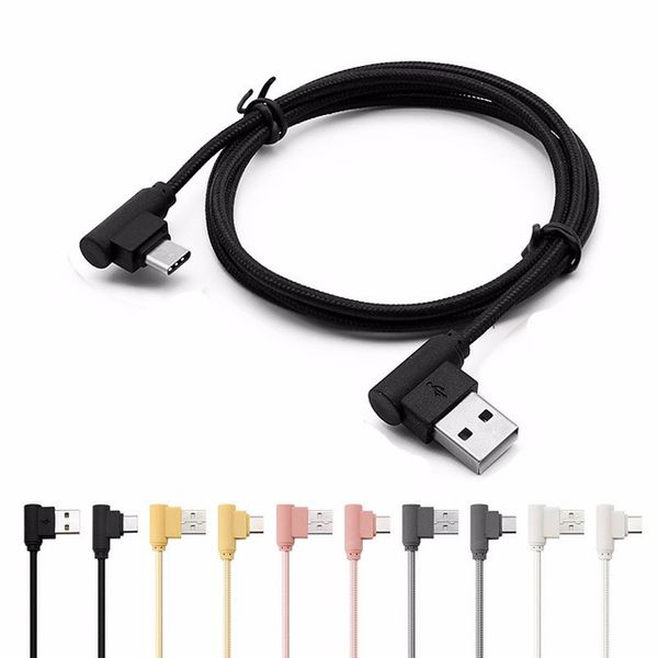 

nylon braided micro usb 90 degree right angle 2a fast data sync charger cable