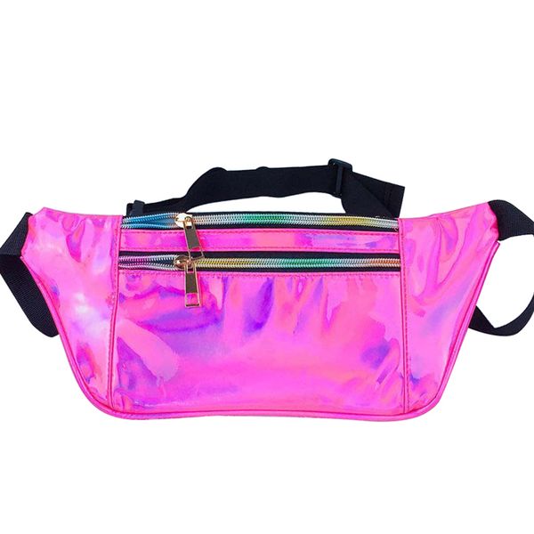 

women's waist bag reflective laser translucent pu leather purse belt bag men waist chest multi-purpose portable