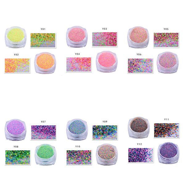 

1 set shiny holographic sequins mermaid nail art sugar design glitter powder laser dust tips decorations, Silver;gold