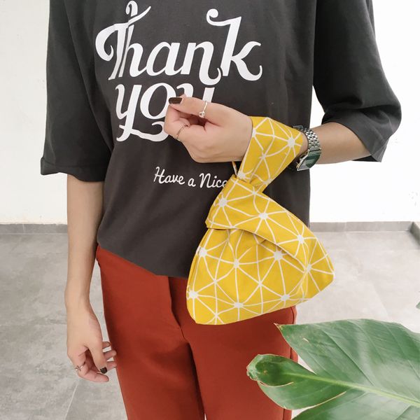 

simple knotted wrist wrap coin purse bag take a stroll pack your cell phone keys small change money bags print canvas purses, White