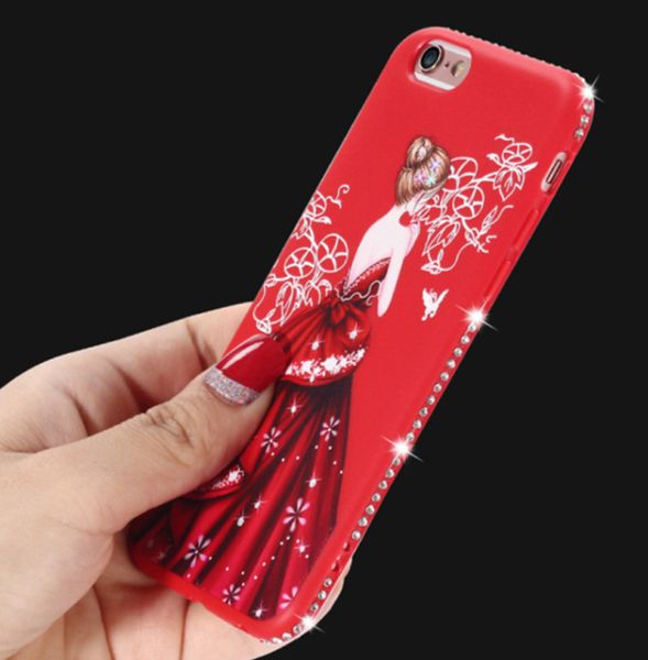

for plug 3d 7 8 glitter 6 6s iphone 5s fashion plus painted goddess tpu x cover rhinestone silicone case phone back soft vupmt