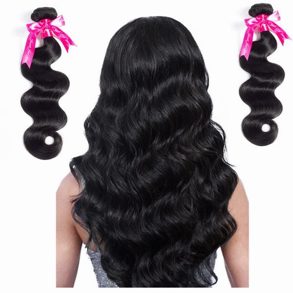 

weaves closure human hairs brazilian hair body wave 1/3/4 pcs double weft remy hair weave bundles, Black