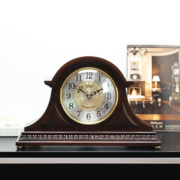 

weilingdun music hourly chiming table clock europe antique wooden mute quartz deskclock t20245