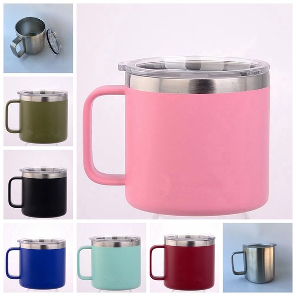 

7 color 14oz kid milk cup tainle teel cup with lid double wall vacuum in ulated mug metal wine gla gga274 40pc
