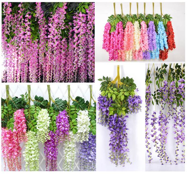 

6 color artificial ivy flower ilk flower wi teria vine flower rattan for wedding centerpiece decoration bouquet garland home ornament b