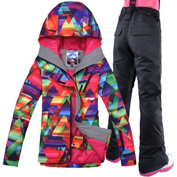

gsou snow brand women jacket pant ski suit snowboard skiing windproof waterproof outdoor sport wear thermal female clothing set