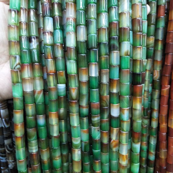 

8x12mm natural green red peacock agate beads cylindrical stone beads diy materials bracelet necklace making jewelry findings, Black