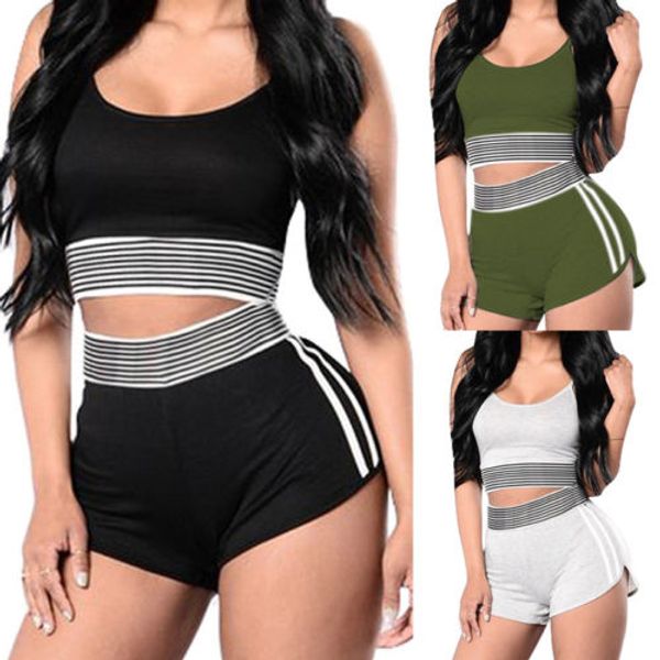 

women suit workout bra vest shorts fashion two pieces, White