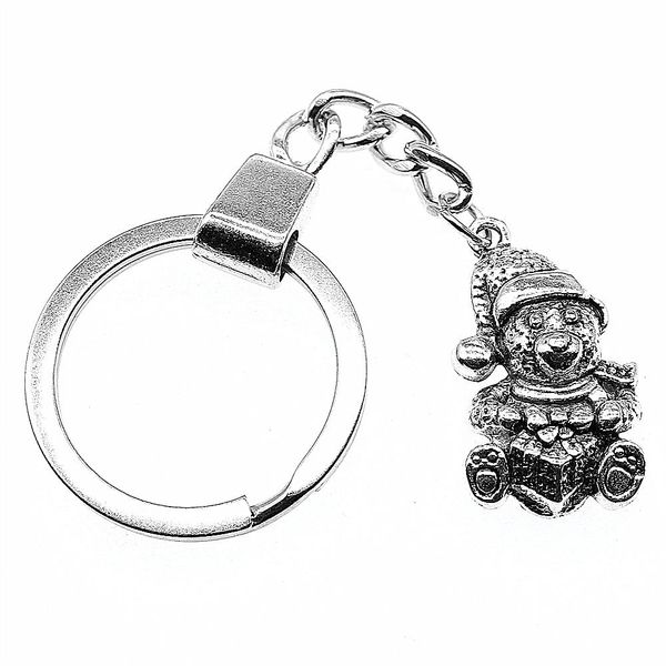 

6 pieces key chain women key rings for car keychains with charms christmas gift snowman 28x16mm, Slivery;golden