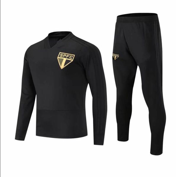 

2018 2019 Brazilian Club Sao Paulo adult Soccer Tracksuit Set Kit Black Football Jacket Training Suit Survetement