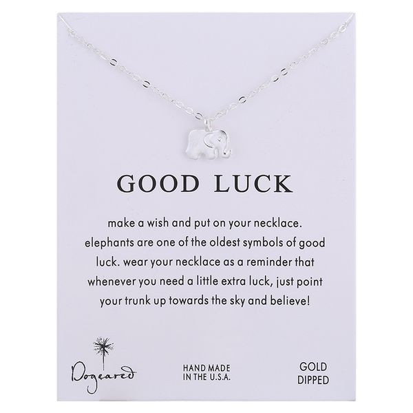 

lovely elephant pendant necklace gold silver color elephant necklace with good luck card 18 inch chain
