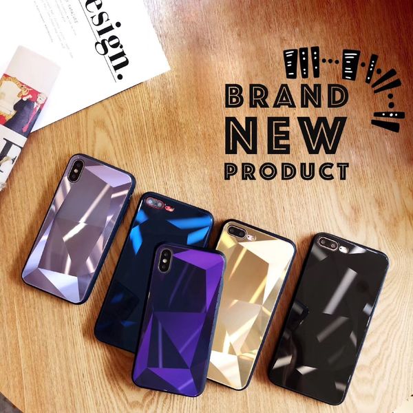 

2018 laser cover for iphone 7 plus case diamond grain 3d stereo scopic tempered glass for goophone x designer phone case