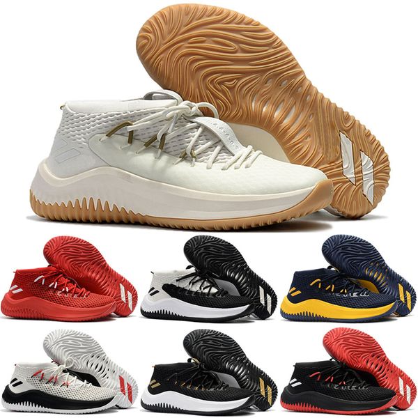 

2017 New D Lillard 4 Basketball Shoes Dame 4 Rip City White Black Red Un-Dyed Signature Sports For Men Brand Sneakers 7-12