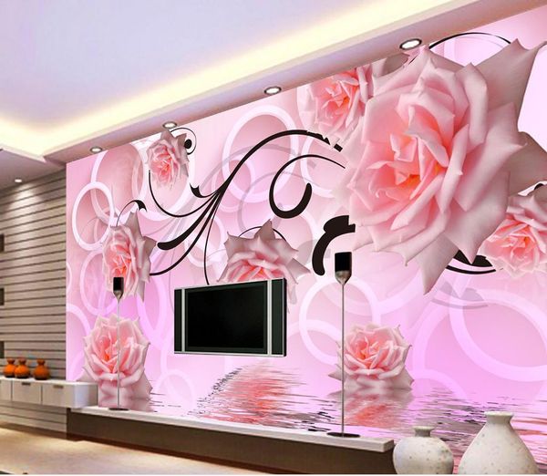Téléchargement gratuit Images Acheter Papier Peint 3d Fleur Rose 3d Stereo Tv Conception Murale actualisé par