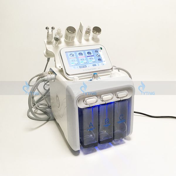 

6in1 h2o2 aqua facial hydrafacial ultrasonic skin scrubber oxygen jet peel rf face lift spa facial blackhead removal skin cleaning machine, Black;white