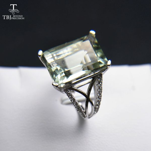 

tbj,11.11 natural green amethyst 7.5ct gemstone ring in 925 sterling silver fine jewelry for women with box anniversary gift, Golden;silver