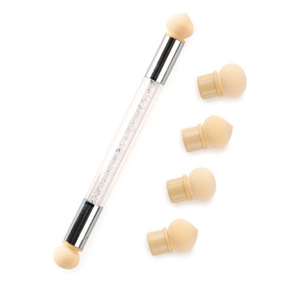 

modelones painting draw nail brush + 4 sponge head double-ended acrylic nail gradient pen brush diy art style sponge, Yellow