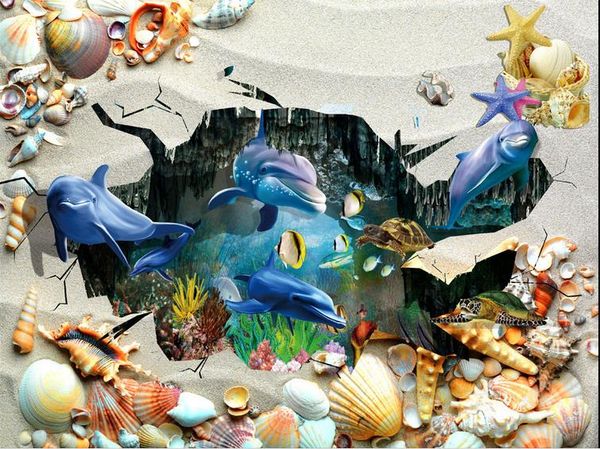 

pvc self-adhesive floor beach shell living room bathroom 3d floor tiles self adhesive wallpaper