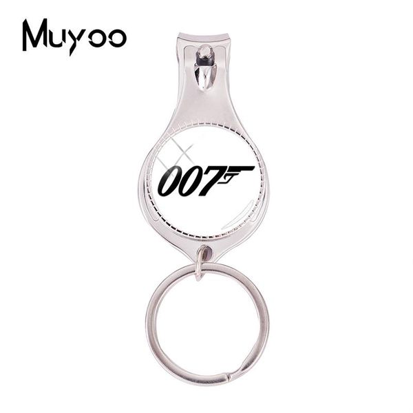 

2018 fashion 007 multifunctional keychain movie nail clipper keyring glass handmade jewelry silver nail clippers
