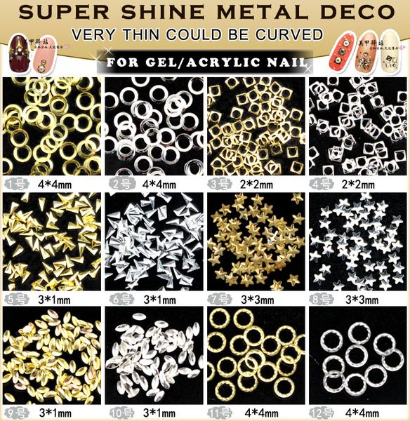 

promotions 150pcs/lot diy nail art studs rivet inverted triangle round square mini nail art design, Silver;gold