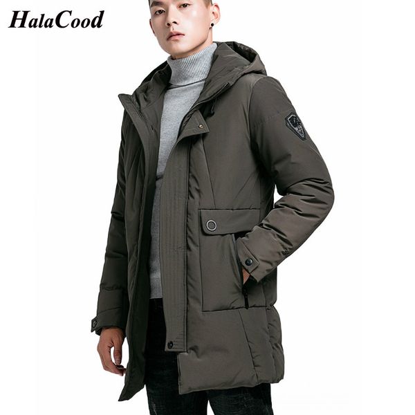 

new brand warm men's winter jacket thick medium long coat men parka windproof overcoat casual outerwear plus size, Black