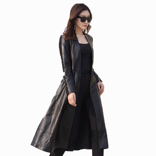 

genuine leather jacket women clothes trench coat spring autumn sheepskin coat women slim fit korean elegant windbreaker zt530, Black