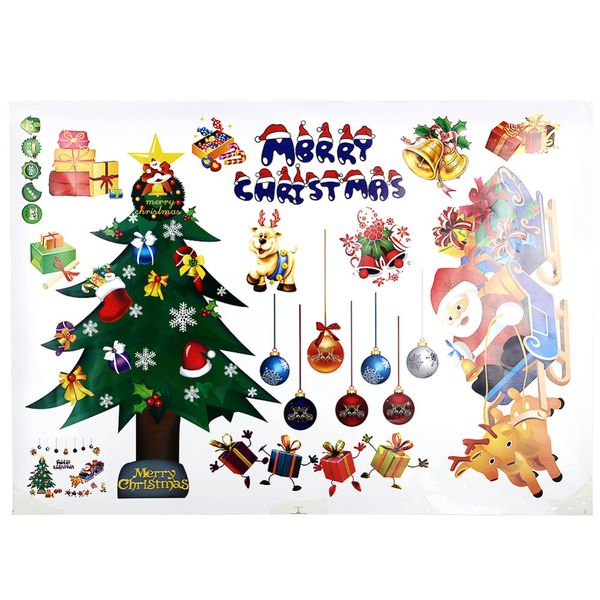 

new fashion santa claus father christmas tree pattern home wall sticker decoration